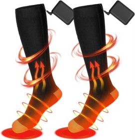 Adjustable Electric Heated Socks Boot Feet Warmer USB Rechargeable (Color: Black)
