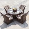 Direct Wicker Outdoor Patio 5-Piece All Weather PE Rattan Dining Set with Cushions